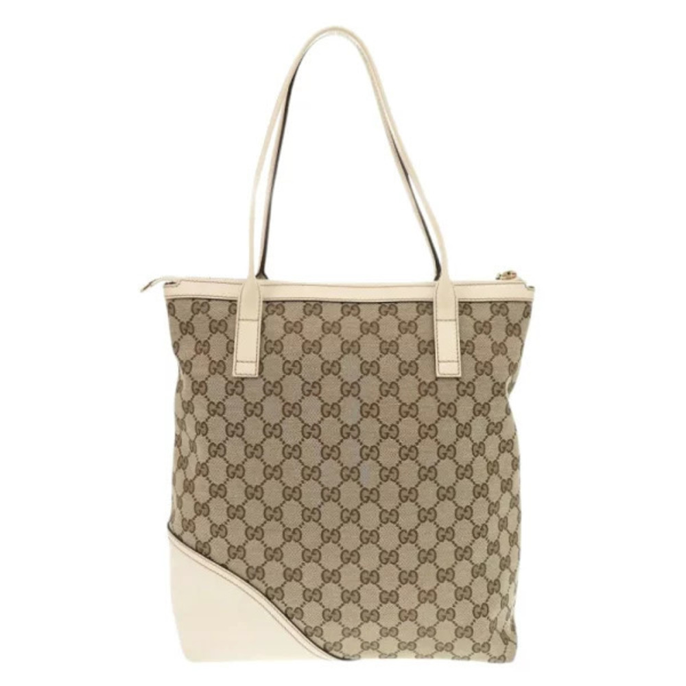 Gucci tote beige leather canvas bag GG